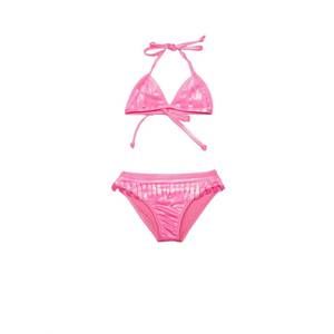 NEW LES TOUT PETITS girl's shimmer fringe swimsuit in pink